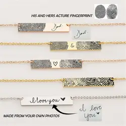 Personalized fingerprint necklace Artwork Custom Actual Handwriting Necklace Signature Memorial Pendant Necklace Jewelry