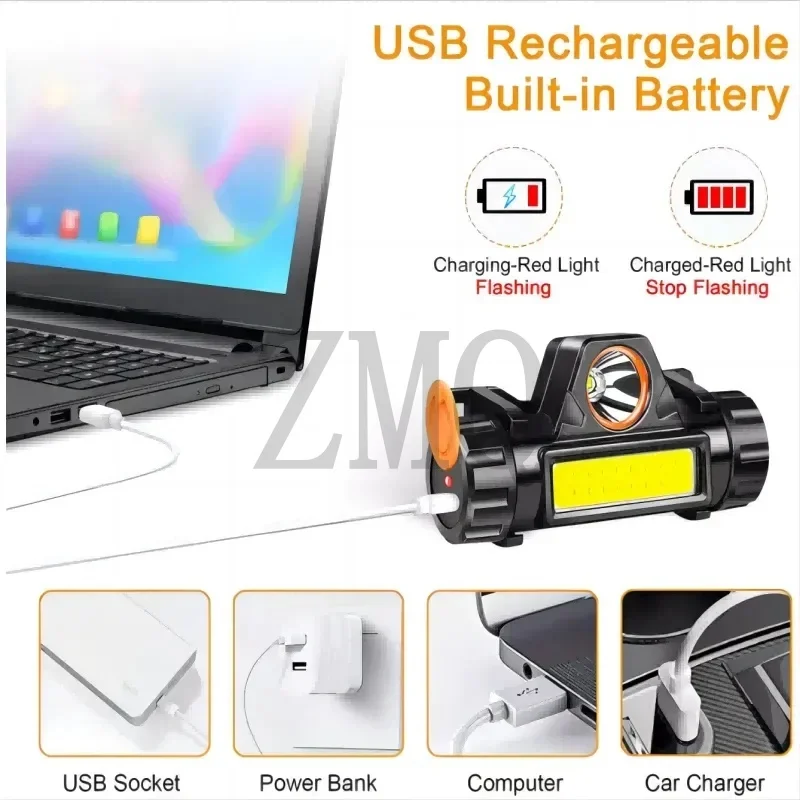 Rechargeable COB LED USB Headlamp Strong Magnetic Powerful Headlight Super Bright Waterproof Head Torch for Outdoor Fishing