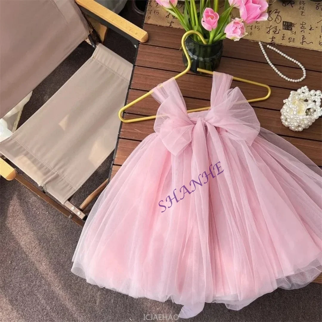 

Розовое платье принцессы на день рождения для девочек, детская одежда, костюм, платье-пачка с бантом, наряд для выступлений на фортепиано, детский праздничный костюм Clo по индивидуальному заказу