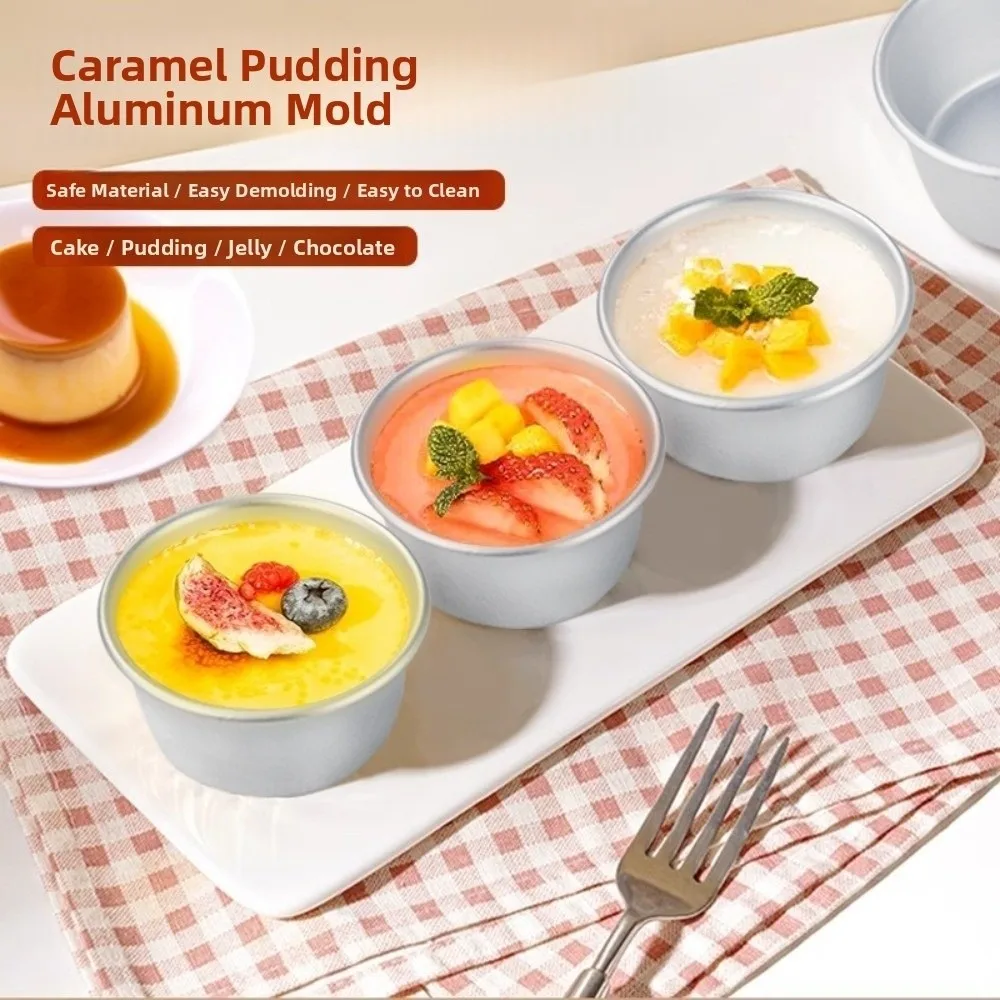 

5Pcs Aluminum Alloy Nonstick Cupcakes Cup Round Shape Nonstick Surface Eggs Tart Moulds Small Tin Cake Mold Pan Home Kitchen