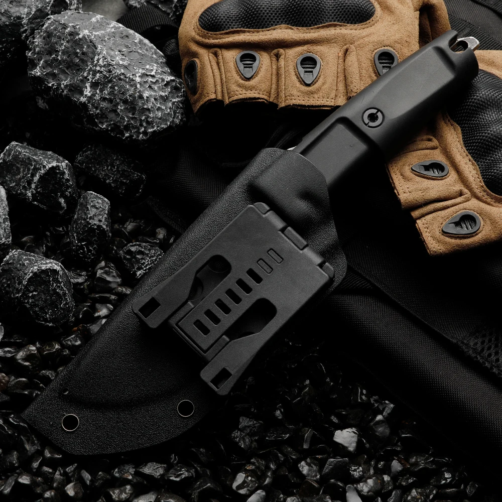 High-hardness portable knife with sheath for outdoor use, daily arc-shaped fruit cutting tool