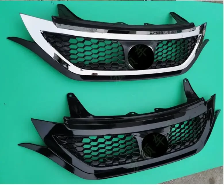 For CR-V 2012 2013 2014 Front Bumper Upper Grille Lower Grill For Honda CRV  Black Chrome ABS Plastic Auto Car