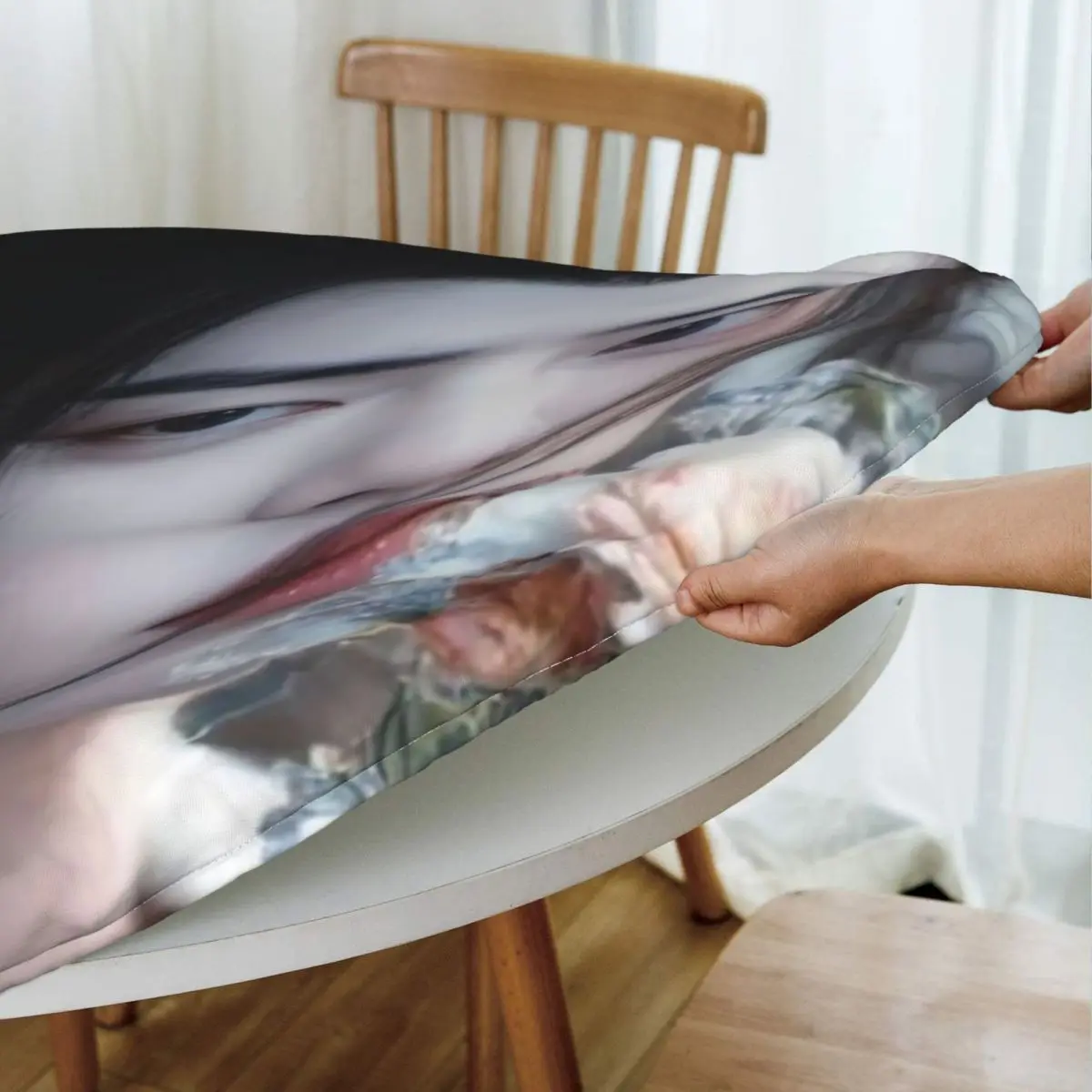 Xiao Zhan Waterproof Round Tablecloth Oilproof Table Cloth for Kitchen Events Dining Table Cover