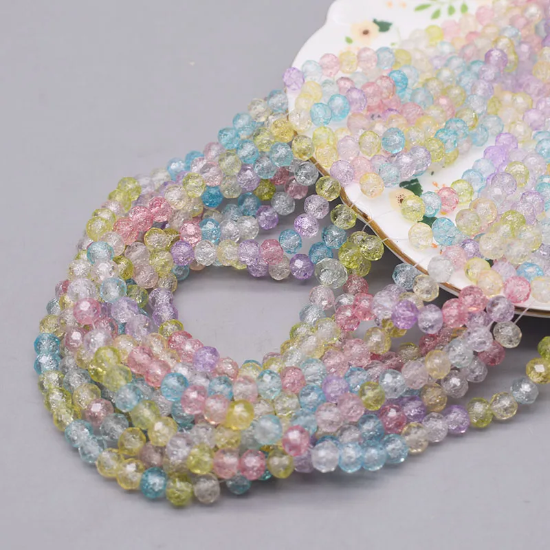 6mm 82pcs/lot Rondell Faceted Crystal Glass Beads Red Rose Loose Space Beads for Jewelry Making DIY Candy Color Bracelet