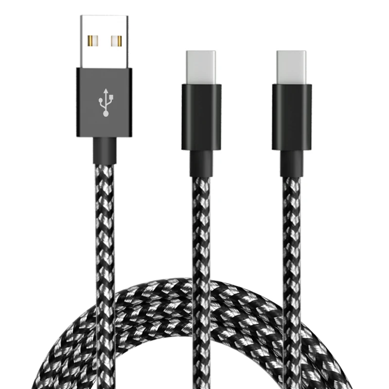 2pcs USB Type C Cable 2.4A Fast 1M 2M 3M Charging Nylon USB Cable For Galaxy S10 S9 Note 9 Note 8 Plus,LG V30 G6 G5 V20