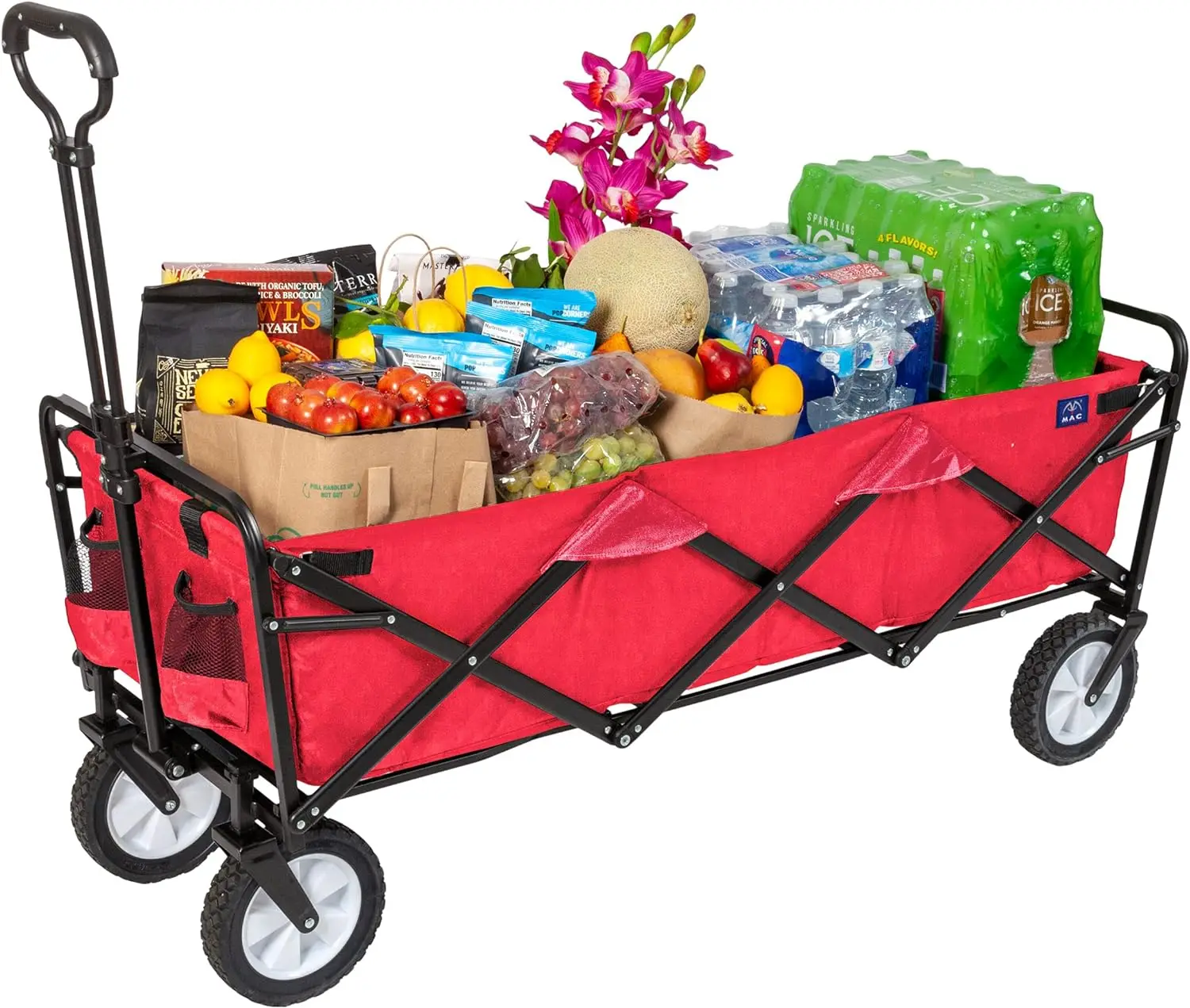 WTCX-201 Extended Collapsible Folding Outdoor Utility Wagon, Red