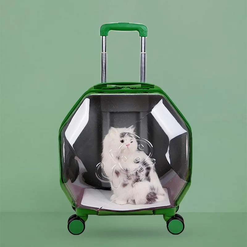 Pet Backpack for Cat Wheel Transparent Visible Pets Carrier Backpack Pet Items Plastic Portable Cat Bag Carrying Suitcase Gift