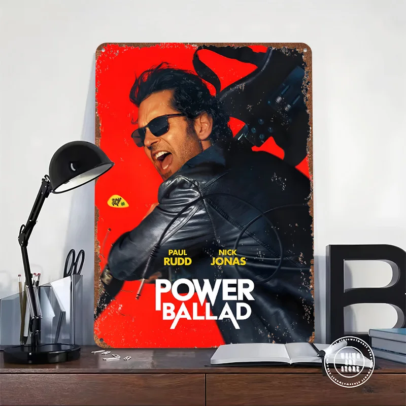 Power Ballad Paul Rudd Movie 3D Texture Metal Poster Customized Wall Art Tin Sign Gift for Mancave Bedroom Decoration Room Decor