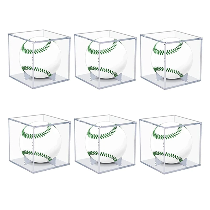 

6Pcs Baseball Display Case,UV Protected Acrylic Display Box,Clear Display Case Memorabilia Autograph Ball Showcase