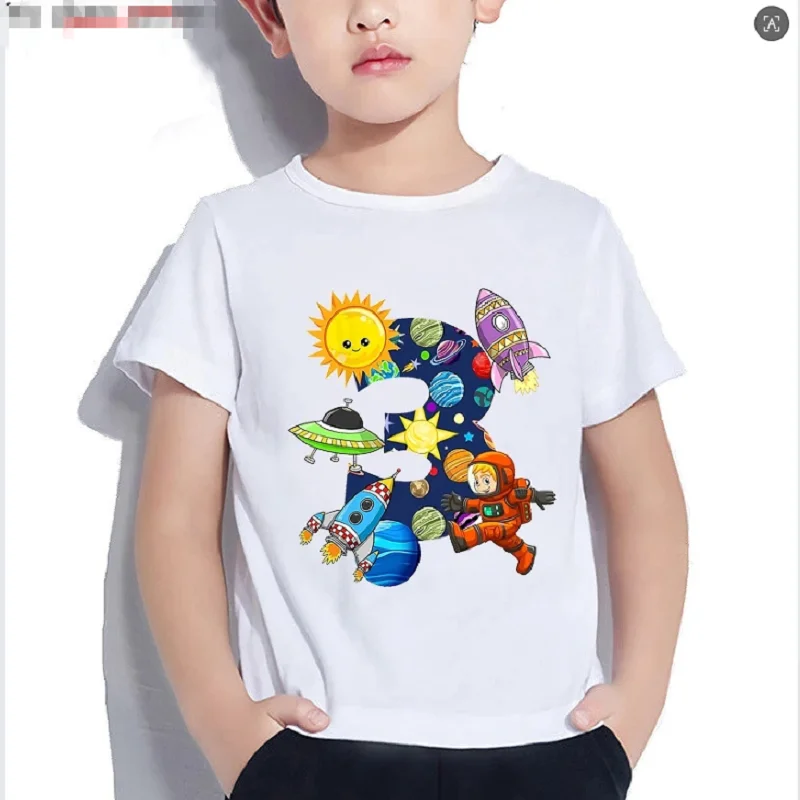 

Hot Boys T-Shirts Astronaut Graphic Print3-9 Year Old Gift Birthday Costume Summer Toddler Baby Tshirt Funny Girls T Shirt Tops