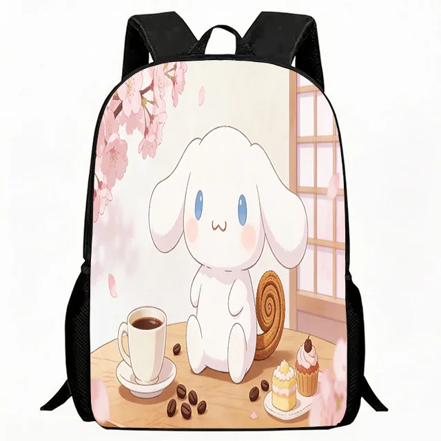 

Kids Bag Cute Cartoon Dog Print Backpack Cherry Blossom Coffee and Dessert Scene Design Adjustable Lightweight Breathable School