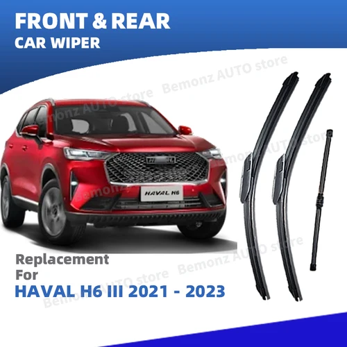 Escobillas de limpiaparabrisas delanteras y traseras LHD para HAVAL H6 3rd III 2021 2022 2023 3 piezas accesorios de cepillos de limpieza de parabrisas