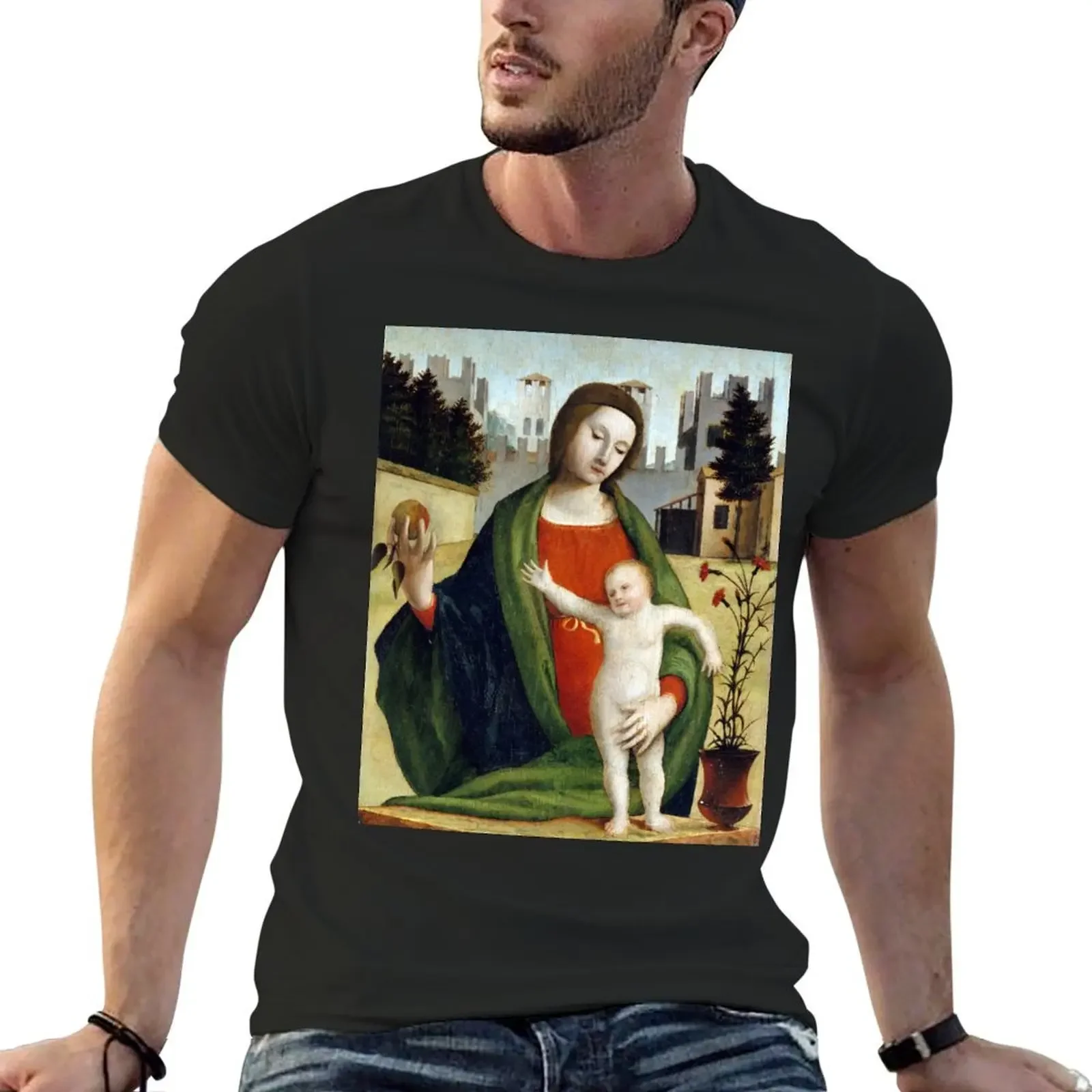 

Bramantino (Bartolomeo Suardi) Madonna and Child T-Shirt basketball graphic tees customs mens white t shirts