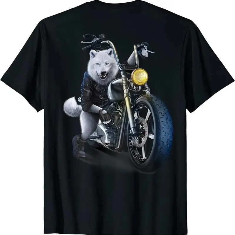 

NEW LIMITED Wolf Riding Motorcycle T Shirt ON BACK Premium Size S 3XL