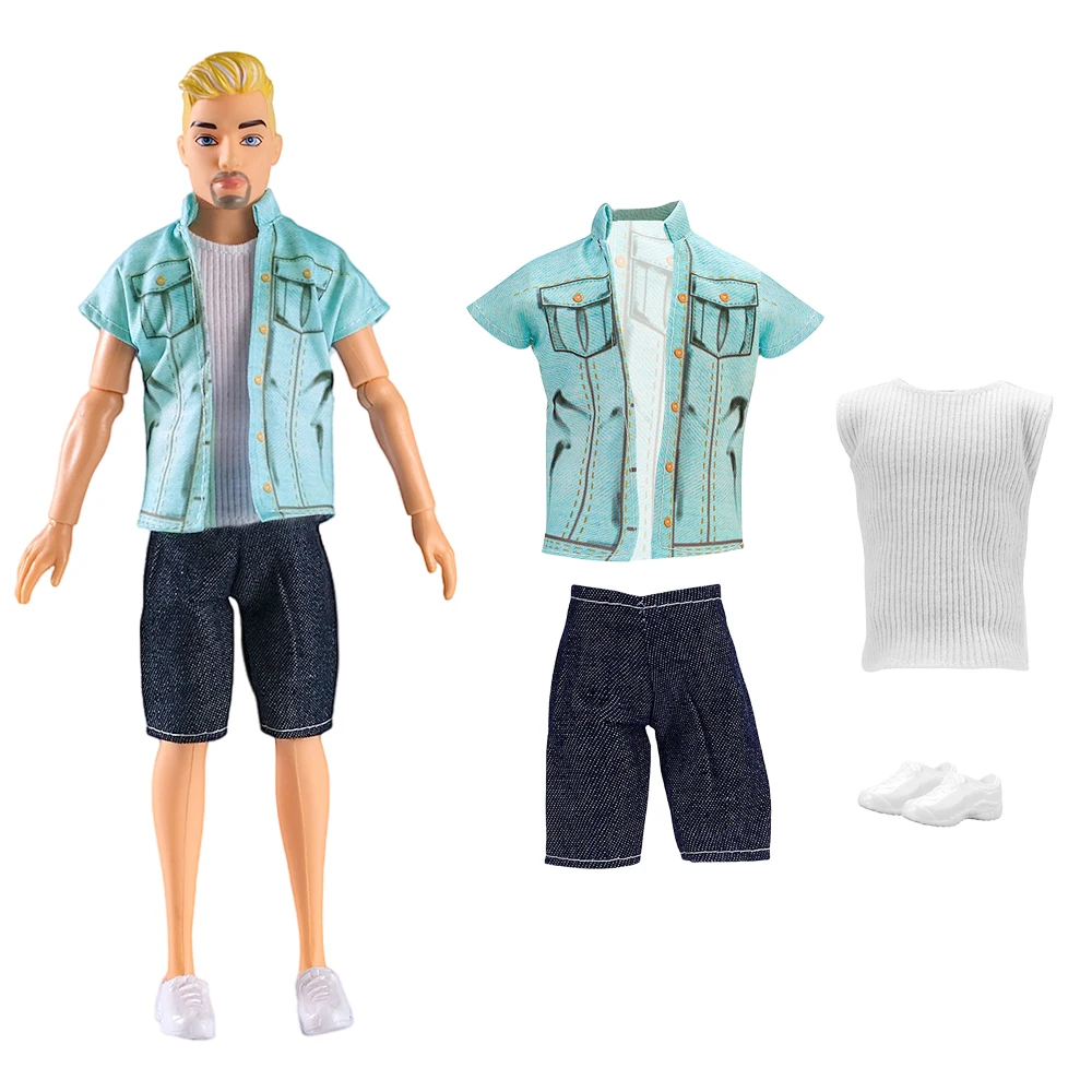 NK Official 1 Set For Ken Doll Sunshine Beach Boy's Clothes: Shirt+top+pants+shoes 1/6 Toy accessories for Barbie doll boyfriend