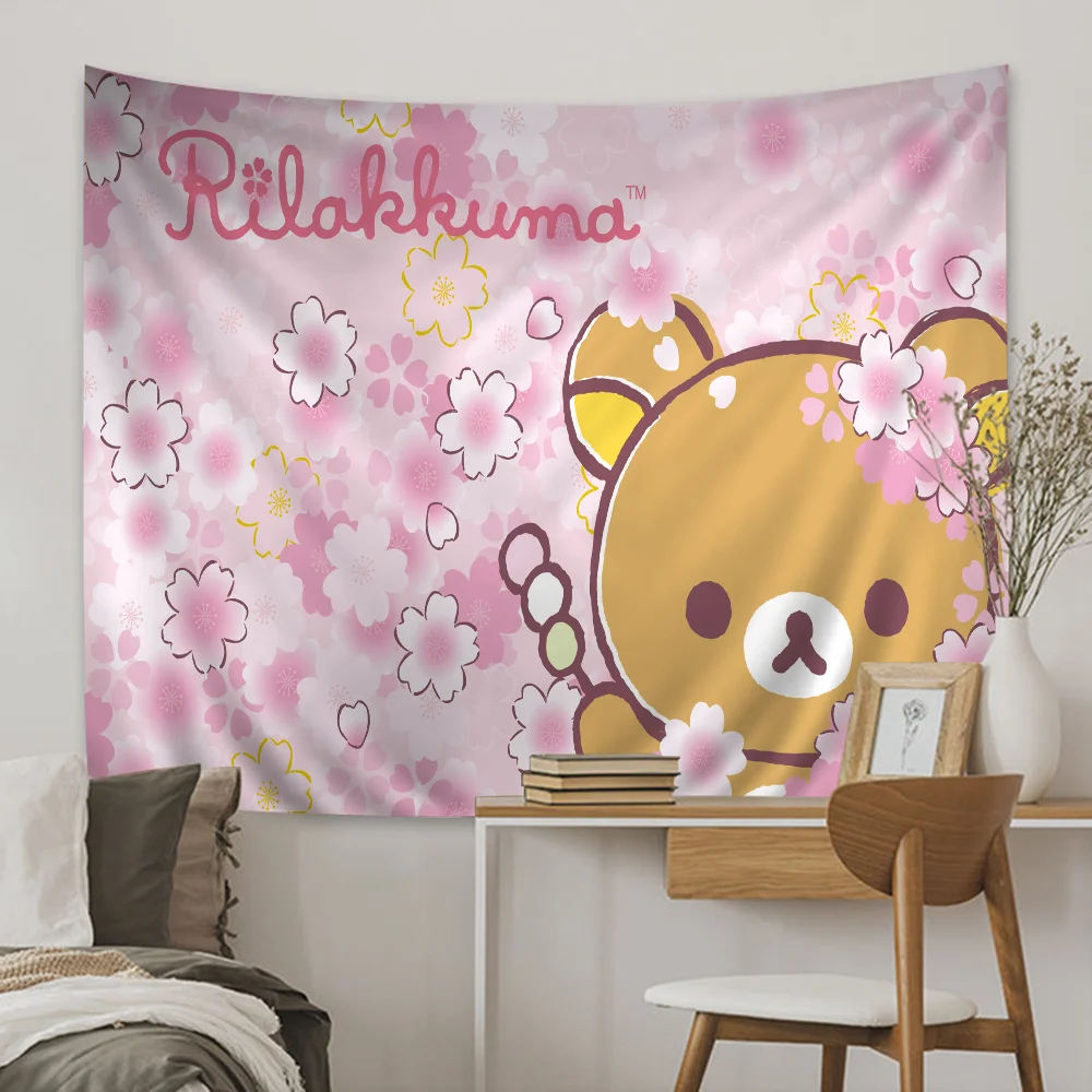 

R-Rilakkuma Bear Anime Tapestry Indian Buddha Wall Decoration Witchcraft Bohemian Hippie Wall Hanging Sheets