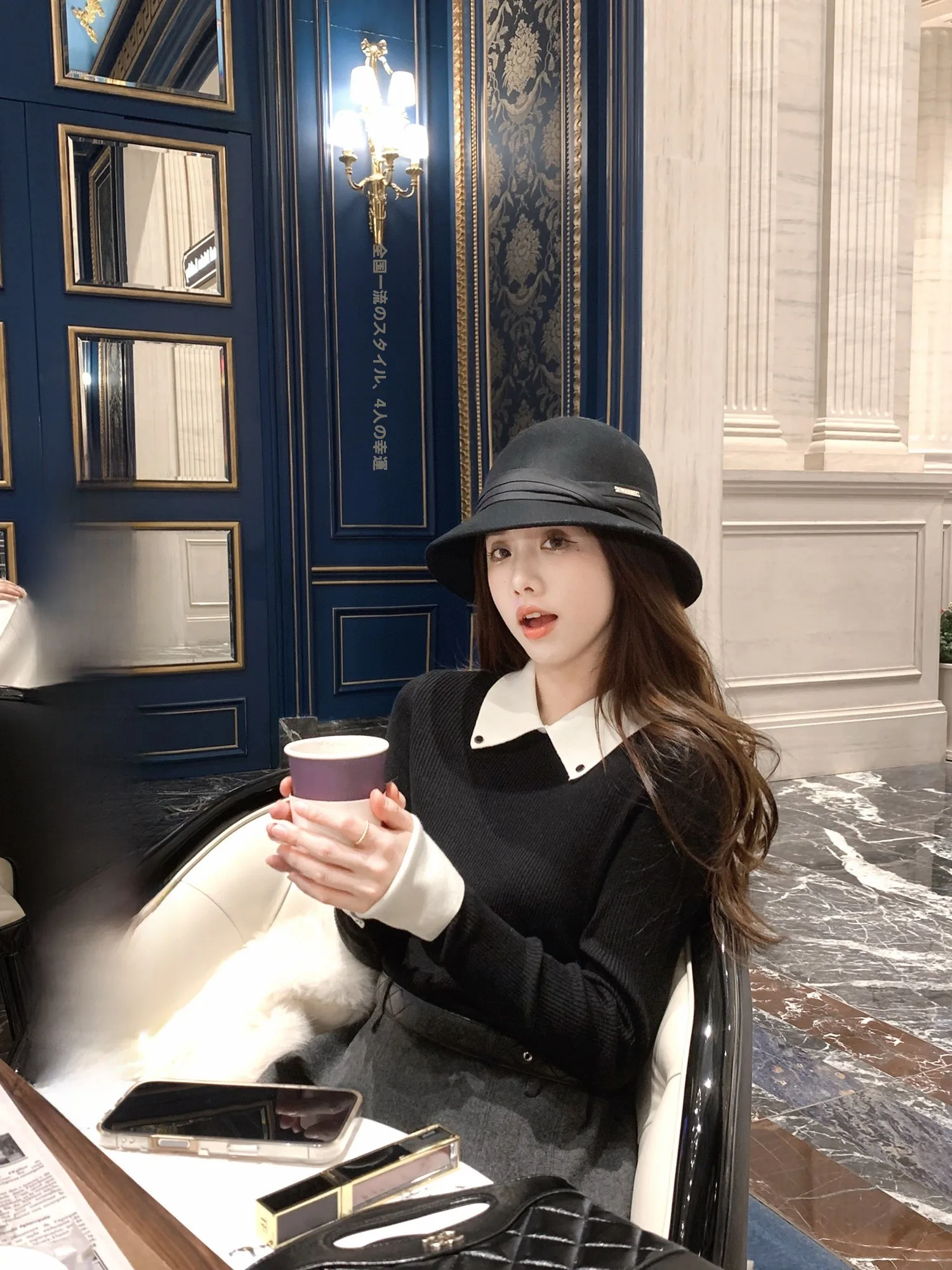 

H STUDIO Wool Blend Knitted Sweater Women's Casual Sle Long Sve Overhead Color Blo Collar Fake Two-Piece Top