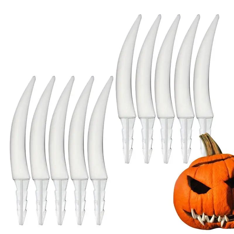 Pumpkin Fake Teeth Set 10pcs Halloween Reusable Fake Teeth Decor Realistic Fangs Household Seasonal Decors For Festive