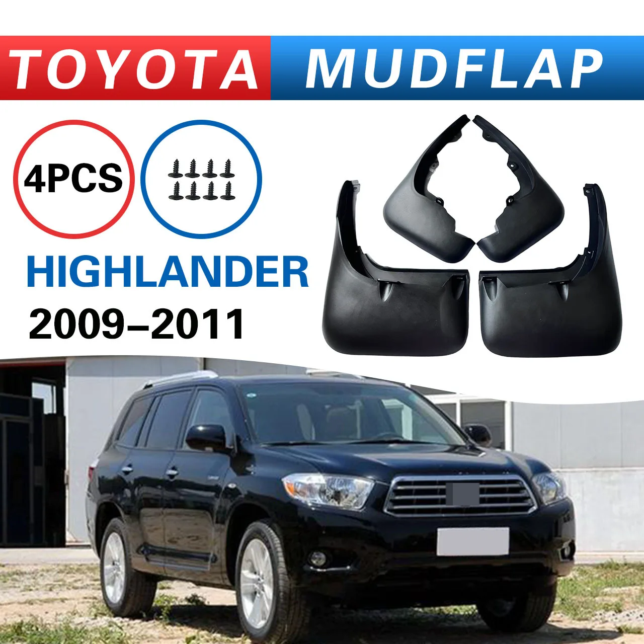 

For TOYOTA Highlander 2009-2011 mudguard, Splash proof mudguard, front and rear wheel fender