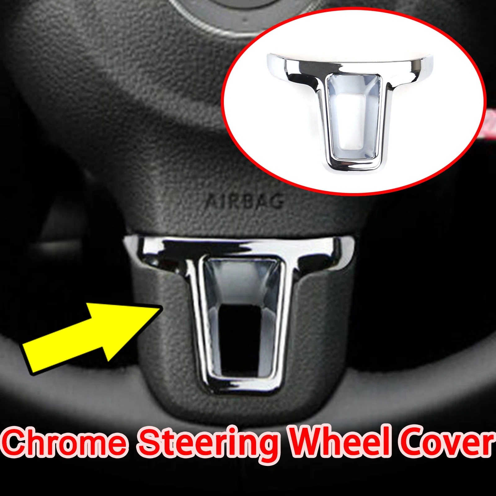 Car Chrome Steering Wheel Cover Trim For VW Golf MK6 Bora Jetta Polo Touran Eos Caddy Car  Accessories Interior Decoration Parts