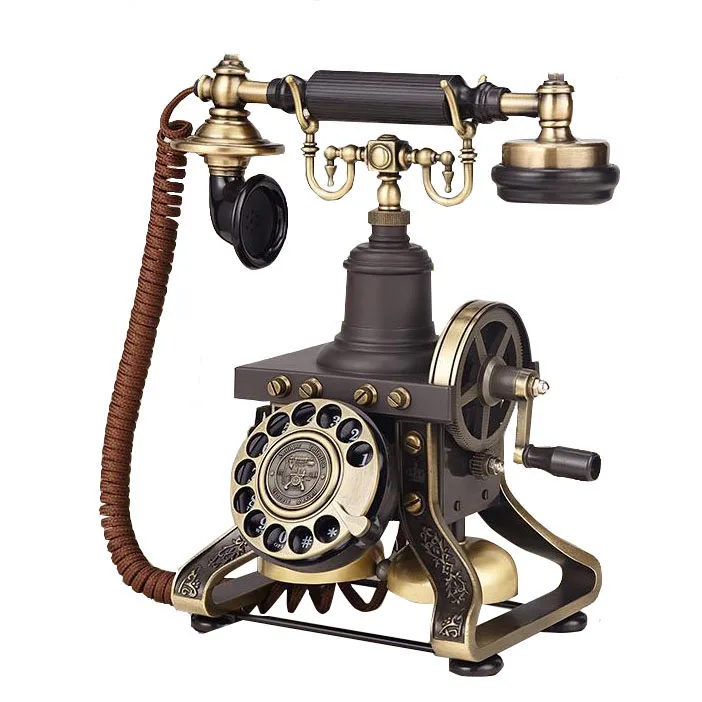 Antique Telephone European landline metal vintage phone home office house hotel retro fixed revolve mechanical ringtone russian