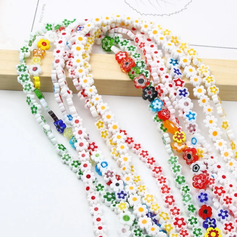 4/6/8mm Liuli Glass Bracelet Fashion Jewelry Solid Color Flower Crystal Beaded Bracelets for Women  Jewellery Gift