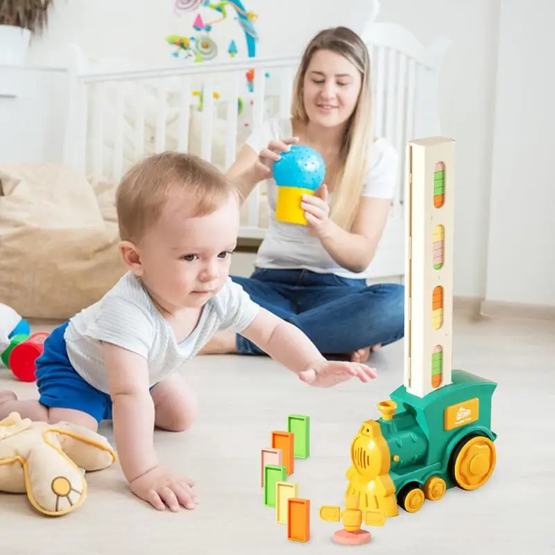 Kinderen Elektrische Domino Trein Auto Set Geluid & Licht Automatisch Leggen Dominostenen Blokken Spel Educatief Kerstcadeau Kids Speelgoed