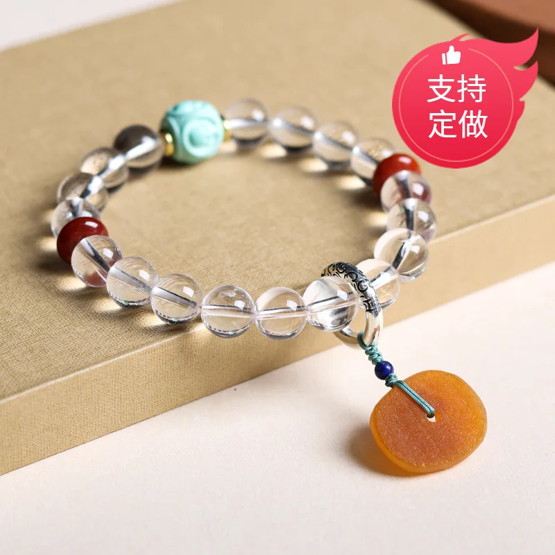 

Natural White Crystal Ball Bracelet Crafts Beeswax Cake Magnesite Turquoise Southern Red Agate Accessories Bracelet Wholesale Fe