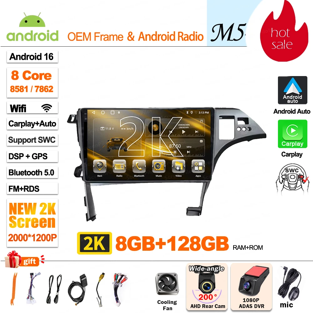 Android 16 Voor Toyota Prius 3 XW30 2009 - 2015 Stereo Head Unit Multimedia Video Player GPS Navigatie Bluetooth 8 Core Wifi 5G