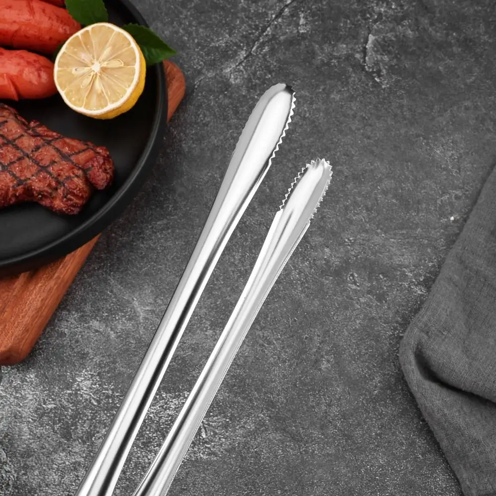 Stainless Steel Food Clip Heat Resistant Anti-slip Handle Steak Clamps Food Grade Non-stick Barbecue Clip Outdoor Camping