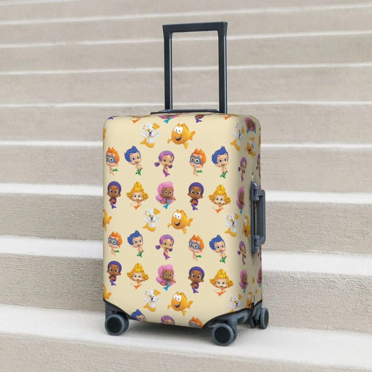 

All Bubble Guppies Together Cartoon Mermaids Kids Suitcase Cover Protection Elastic Travel Luggage Protector Covers 18-32 Inch