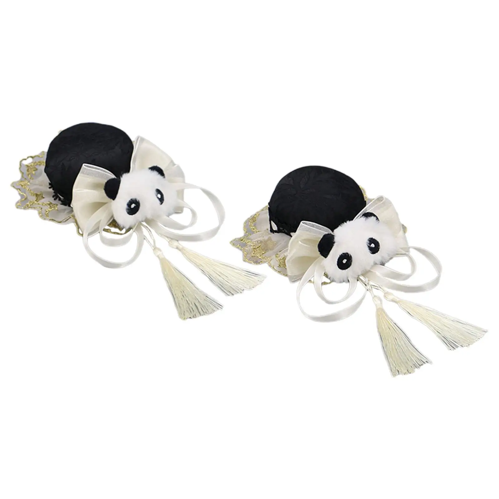 

2x Chinese Style Hair Clips Panda Barrette Bowknot Decorative Hair Accessories Tassel Snap Hairpins for Party Ladies Women Girls