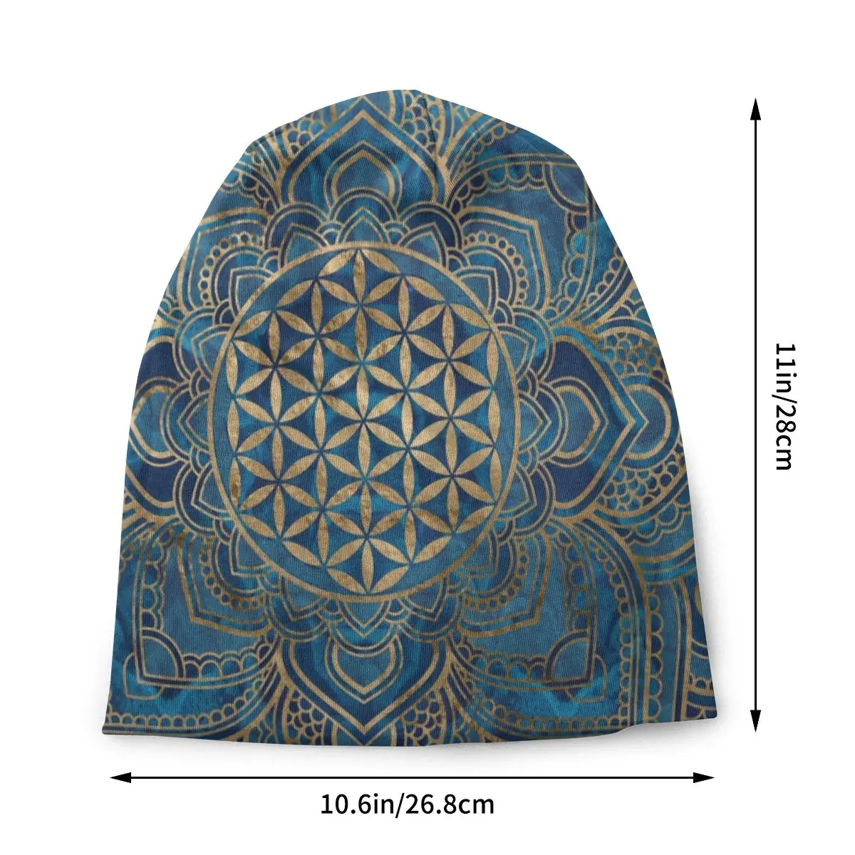 Flower Of Life In Lotus Mandala Bonnet Femme Fashion Knit Hat For Women Men Winter Warm Buddhism Beanies Caps