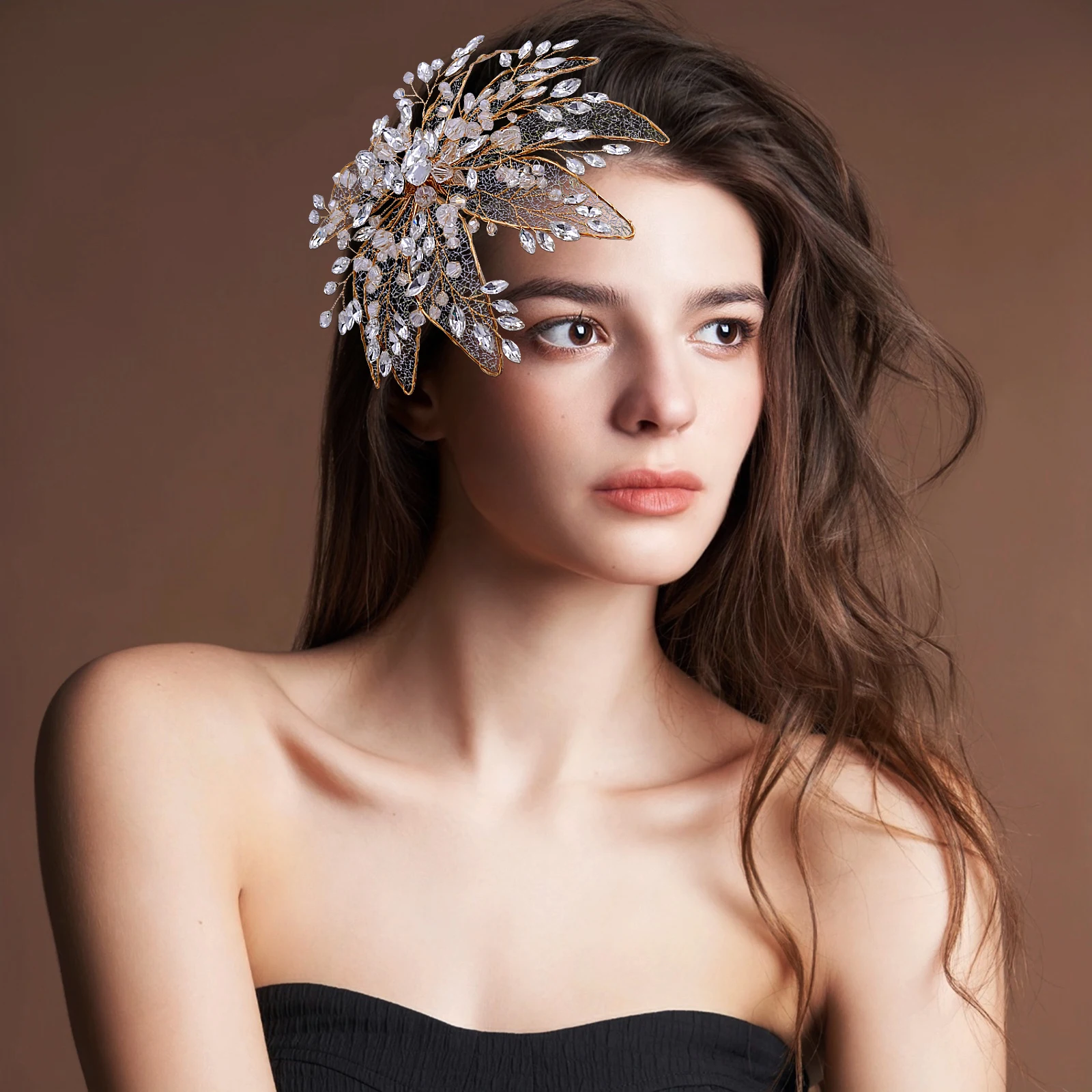 

TOPQUEEN Zircon Wedding Headpiece Big Flower Shape Woman Headdress Bridal Hair Accessories Brides Hair Ornament Headband HP217