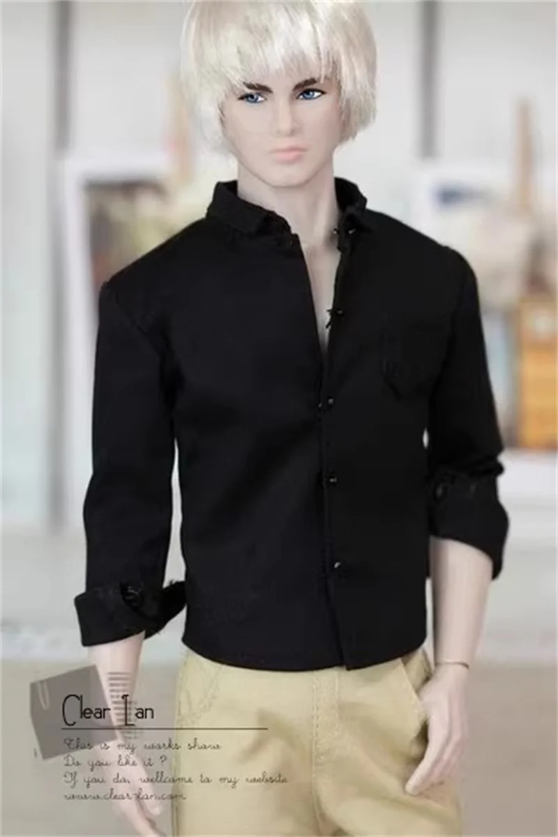 In Stock 1/6 Scale Solid Color Lapel Button Up long Sleeved Shirt Fit FR Homme OB27 Action Figure Model Toys