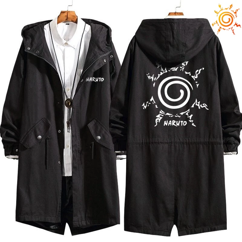 

NARUTO Cartoon Cute Medium length Windbreaker Creative Personality Male and Female Hoodie Coat Anime Peripheral Gift Wholesale