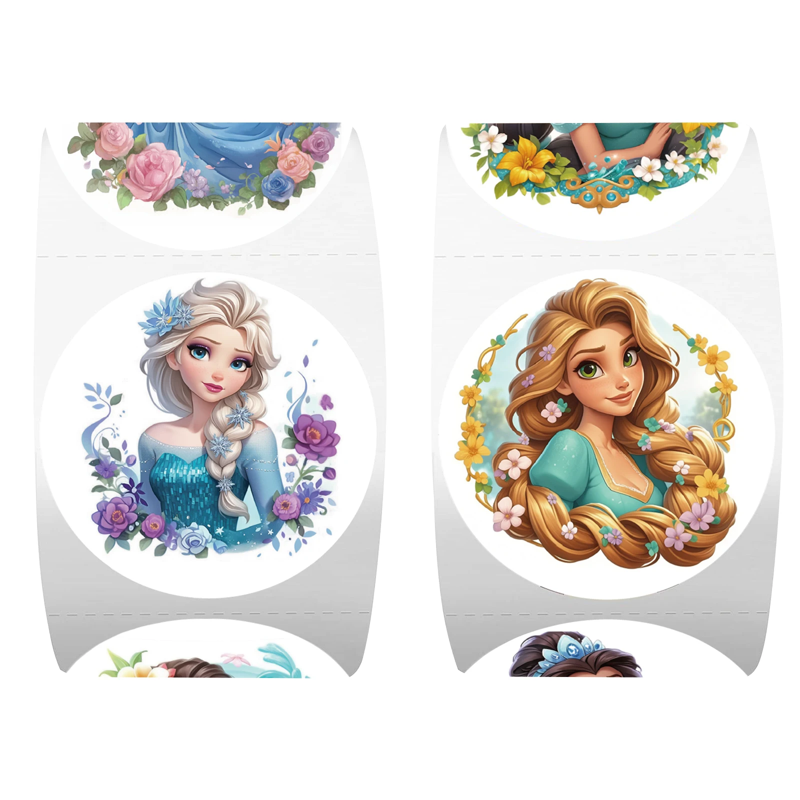 500 STKS Cartoon Disney Prinses Afdichting Roll Stickers Leuke Graffiti Waterdichte Sticker Kinderspeelgoed voor Pennenbakje Koelkast