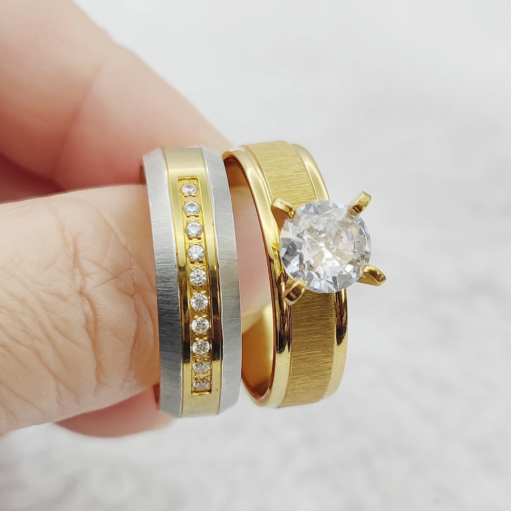 الراقية نسخة طبق الأصل تشيكوسلوفاكيا الماس سيدة 24 كيلو مطلية بالذهب خواتم النساء مجوهرات موضة أنثى اقتراح خواتم اقتراحات الزفاف #3