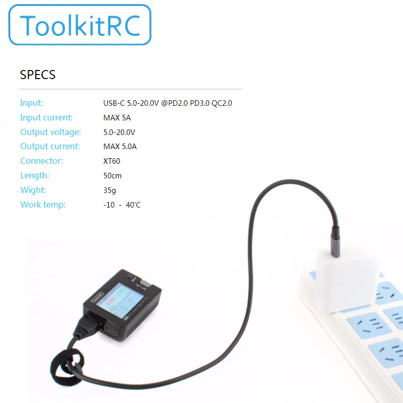 Toolkitrc SC100 kabel do ładowania typu C do xttoolkidrc M7 M6 M6D M8P M9 m4 kieszonkowa ładowarka