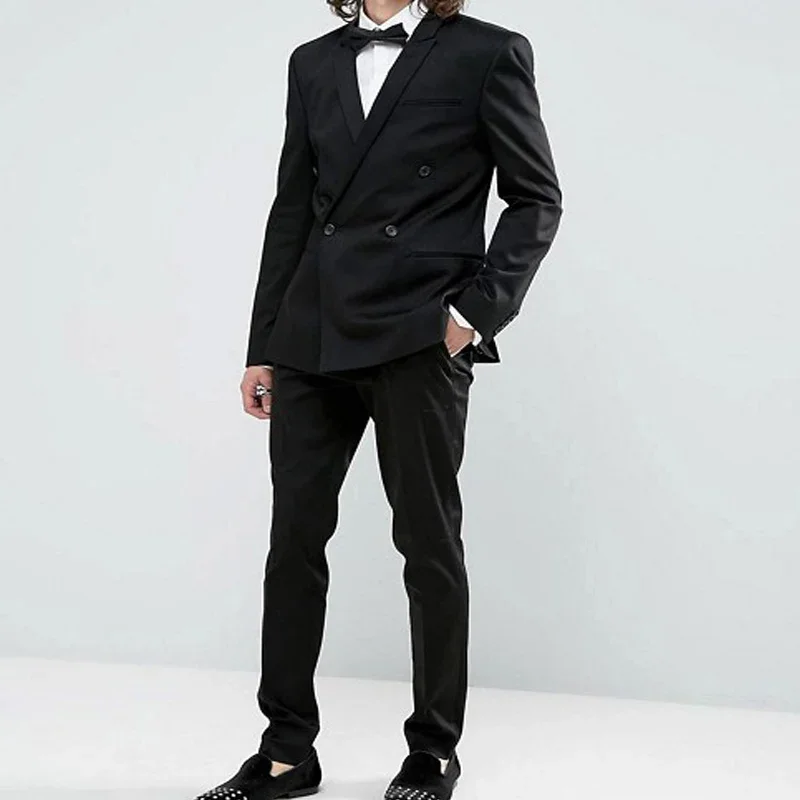 Double Breasted Formal Business Men Suits For Boyfriend With Peaked Lapel 2 Pcs Custom Wedding Tuxedo Fashion Costume 2024