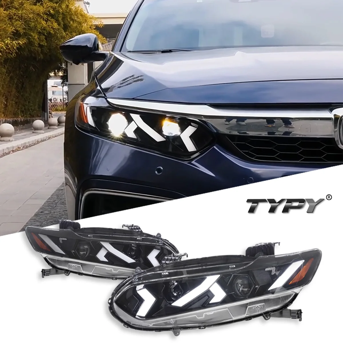 

TYPY Car For Honda Inspire Headlight 2018-2022 Upgrade Modified to New DRL Dynamic Turn Signal LED Headlight Auto Accessories