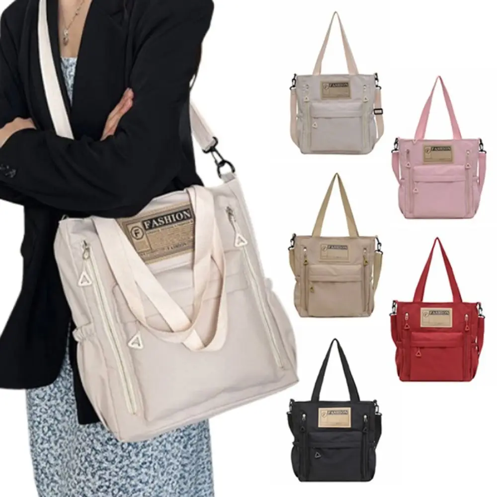 

Solid Color Women's Shoulder Bag Simple Large Capacity Student Tote Bag Lightweight Portable Shopping Handbag Spring Summer