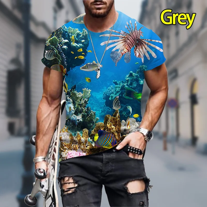 

2021 Tops New Fishing Pattern 3d Print T Shirts Sea Fish Short Sleeved Tops Men/Women Fashion T-shirts