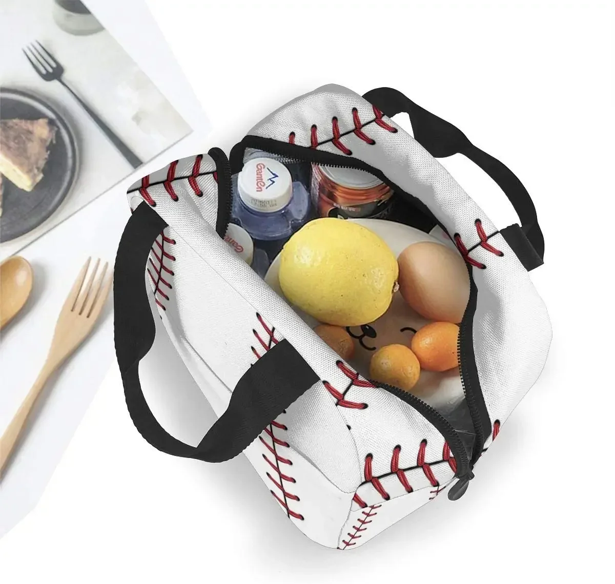 Baseball Lace Sport Insulated Lunch Bag Portable Thermal Cooler Box Reusable Picnic Tote Bento Bag For Men Women Kids Work