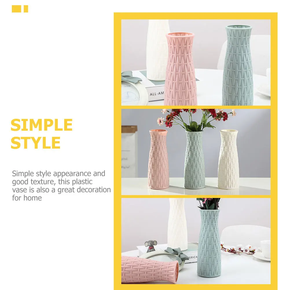 

2Pcs Imitation Rattan Vase Simple Plastic Woven Flower Holder for Home Office Decor Desktop Dried Flower Arrangement Pot