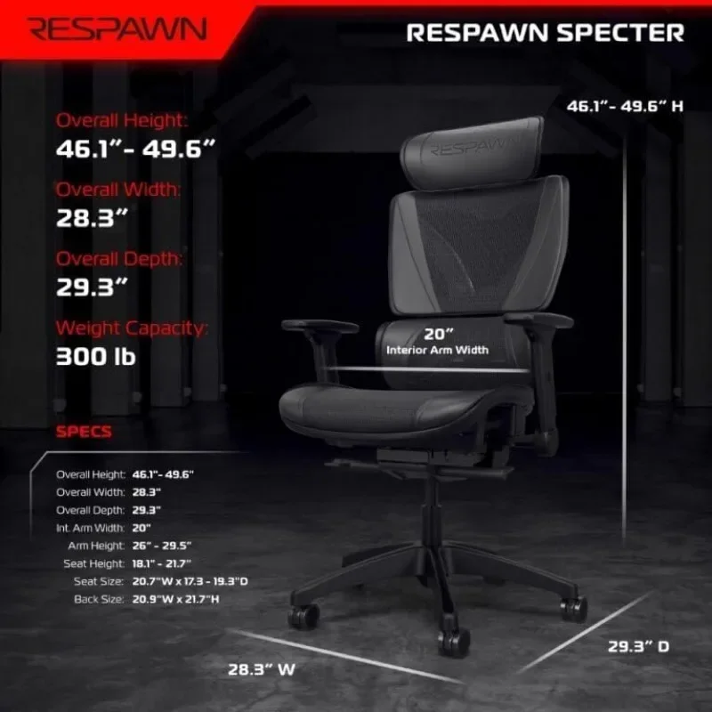 Ergonomischer Bürostuhl aus Mesh-Computers tuhl mit hoher Rückenlehne, Gaming-Stuhl, Schreibtischs tuhl mit verstellbarer Lendenwirbel säule