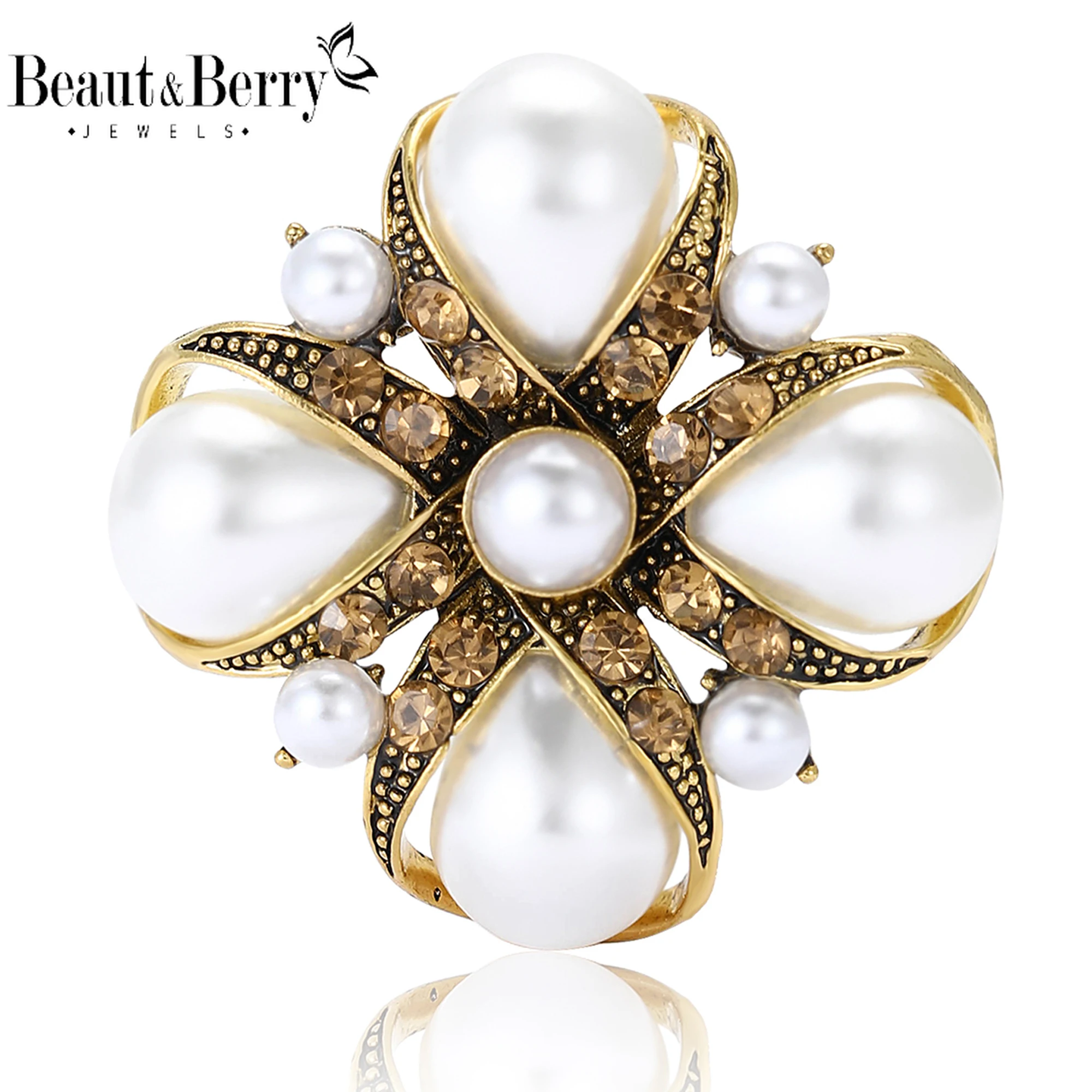 Beaut&Berry Trendy Rhinestone Imitação Pérola Cruz Broches Unisex Office Party Casual Pinos Acessórios Presentes