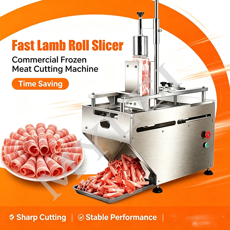 Electric Mutton Rolls Meat Slicer Automatic Beef Lamb Potato Slice Knife Bread Food Cutter Flaker Machine