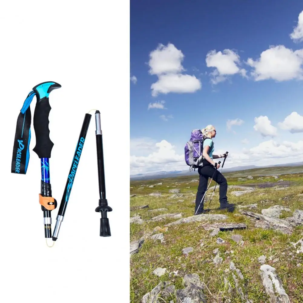 Trekking Stick 5 Sections Foldable EVA Handle Anti-Slip Portable Hiking Pole for Climbing Adjustable Trekking Poles Hiking Stick