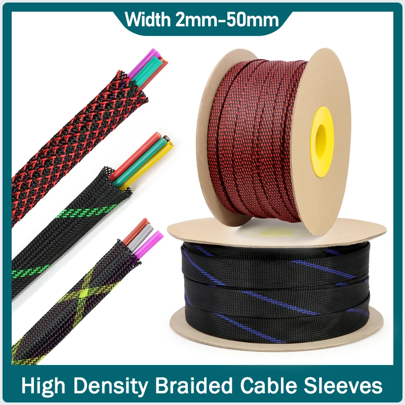 

1-10m Expandable Braided Cable Sleeve 2mm-50mm Tight PET High Density Insulated Office Line Protection Wire Wrapping Sheath